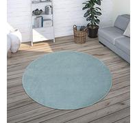 Paco Home Living Room Rug Plain Simple And Modern Short-Pile, Various Sizes and colours, Size:Ø 160 cm round, Colour:Turquoise
