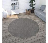 Paco Home Living Room Rug Plain Simple And Modern Short-Pile, Various Sizes and colours, Size:Ø 160 cm round, Colour:Anthracite