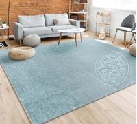 Paco Home Living Room Rug Plain Simple And Modern Short-Pile, Various Sizes and colours, Size:140x200 cm, Colour:Turquoise