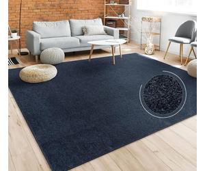 Paco Home Living Room Rug Plain Simple And Modern Short-Pile, Various Sizes and colours, Size:140x200 cm, Colour:Navy blue