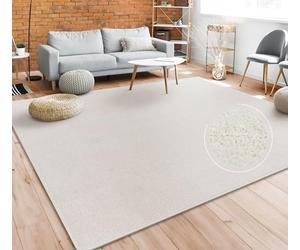 Paco Home Living Room Rug Plain Simple And Modern Short-Pile, Various Sizes and colours, Size:140x200 cm, Colour:Cream