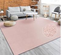 Paco Home Living Room Rug Plain Simple And Modern Short-Pile, Various Sizes and colours, Size:60x100 cm, Colour:Pink