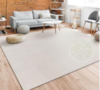 Paco Home Living Room Rug Plain Simple And Modern Short-Pile, Various Sizes and colours, Size:60x100 cm, Colour:Cream