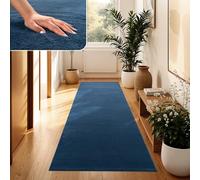 Paco Home Modern Cosy Living Room Rug Short Pile Washable Fluffy Soft Unicolor Fur Look Easy to Clean Non Slip, Size:60x100 cm, Colour:Navy blue