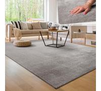 Paco Home Modern Cosy Living Room Rug Short Pile Washable Fluffy Soft Unicolor Fur Look Easy to Clean Non Slip, Size:160x220 cm, Colour:Grey