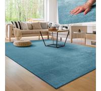 Paco Home Modern Cosy Living Room Rug Short Pile Washable Fluffy Soft Unicolor Fur Look Easy to Clean Non Slip, Size:160x220 cm, Colour:Turquoise