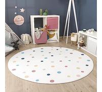 Paco Home Nursery Area Rug Kids Round Rug For Bedroom Girls Boys Rainbow Machine Washable Modern, Size:Ø 160 cm round, Colour:Multicolored 3