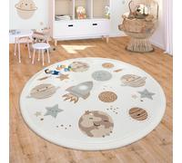 Paco Home Nursery Area Rug Kids Rug For Bedroom Girls Boys Non-slip Rainbow Animal Motif Dots, Size:Ø 160 cm round, Colour:Multicolored 3