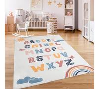 Paco Home Nursery Area Rug Kids Rug For Bedroom Girls Boys Non-slip Rainbow Heart Dots, Size:200x280 cm, Colour:Multicolored