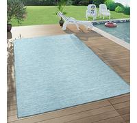 Paco Home Outdoor Rug Balcony Terrace Grey Pink Green Pastel Colours Flat-Weave, Size:120x160 cm, Colour:Blue