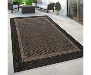 Paco Home Outdoor Rug Balcony Terrace Kitchen Rug Modern Boho Oriental Pattern, Size:120x160 cm, Colour:Anthracite