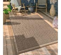 Paco Home Outdoor Rug For Garden Area Rug Living Room Kitchen Rug Aztec Pattern Floral Pattern Geometric Pattern, Size:160x220 cm, Colour:Beige