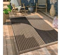 Paco Home Outdoor Rug For Garden Area Rug Living Room Kitchen Rug Aztec Pattern Floral Pattern Geometric Pattern, Size:200x280 cm, Colour:Anthracite