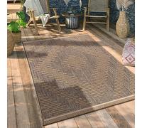 Paco Home Outdoor Rug For Garden Area Rug Living Room Kitchen Rug Aztec Pattern Floral Pattern Geometric Pattern, Size:160x220 cm, Colour:Beige 4