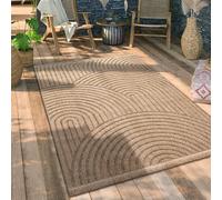 Paco Home Outdoor Rug For Garden Area Rug Living Room Kitchen Rug Aztec Pattern Floral Pattern Geometric Pattern, Size:160x220 cm, Colour:Beige 3