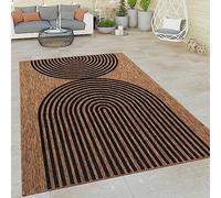 Paco Home Outdoor Rug For Garden Area Rug Living Room Kitchen Rug Aztec Pattern Geometric Pattern Aztec Black Brown, Size:60x100 cm