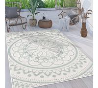 Paco Home Outdoor Rug For Garden Area Rug Living Room Kitchen Rug Moroccan Pattern Modern Aztec Mandala, Size:160x220 cm, Colour:Turquoise
