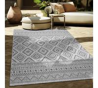 Paco Home Outdoor Rug Kitchen Rug Modern Boho Pattern, Size:Ø 200 cm round, Colour:Anthracite