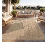 Paco Home Outdoor Rug Weatherproof Balcony Hallway Living Room Boho Design Abstract Pattern Geometric 3D Effect Modern Deco Beige, Size:120x160 cm