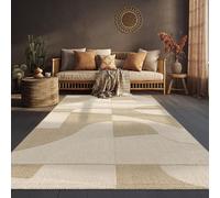 Paco Home Outdoor Rug Weatherproof Balcony Living Room Boho Design Geometric Pattern Abstract 3D Effect Modern Deco Beige Cream, Size:160x220 cm