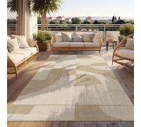 Paco Home Outdoor Rug Weatherproof Balcony Living Room Boho Design Geometric Pattern Abstract 3D Effect Modern Deco Beige Cream, Size:200x280 cm