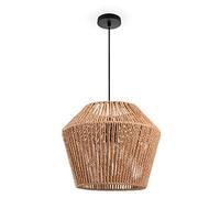 Paco Home Pendant Rattan Dining Table Hanging Lamp Dining Room Lamp E27 Paper Boho, Colour:Nature (Ø33cm), Luminaire Type___Colour:Pendant Lamp - Black