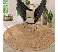 Paco Home Round Rug Living Room Jute Boho Pattern Modern Handmade Natural Rug, Size:Ø 100 cm round, Colour:Nature 3