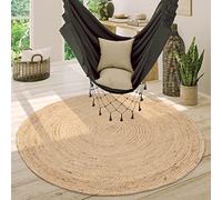 Paco Home Round Rug Living Room Jute Boho Pattern Modern Handmade Natural Rug, Size:Ø 200 cm round, Colour:Ivory 2