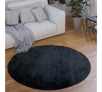 Paco Home Round Rug Living Room Short Pile Modern Fluffy Washable Monochrome, Size:Ø 200 cm round, Colour:Navy blue
