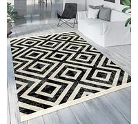 Paco Home Rug Black White Balcony Terrace Outdoor Scandi Design Diamond Pattern Robust, Size:Ø 160 cm round