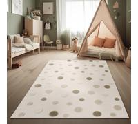 Paco Home Rug Children's room Play Rug High-Low-Effect Dotted Natural Colours Soft-Touch Easy- Care Modern Minimalist Beige Brown Cream, Size:80x150 cm
