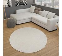 Paco Home Rug for A Living Room Monochrome Short-Pile Simple And Modern, In Cream, Size:Ø 120 cm round