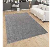 Paco Home Rug For A Living Room Monochrome Short-Pile Simple And Modern, In Dark Grey, Size:200 cm square