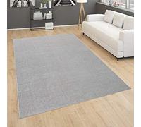 Paco Home Rug For A Living Room Monochrome Short-Pile Simple And Modern, In Silver, Size:160x220 cm