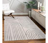 Paco Home Rug living room bedroom modern short pile glossy palm pattern floral design geometric high-low effect 3D, Size:240x340 cm, Colour:Grey 3