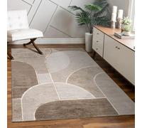 Paco Home Rug Living Room Bedroom Short Pile Geometric Pattern Arc Motif Abstract Design 3D Optics Modern Decor Beige Cream, Size:120x160 cm