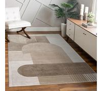 Paco Home Rug Living Room Bedroom Short Pile Modern Geometric Pattern Arch Motif Abstract Look Lines Cream Beige, Size:80x150 cm