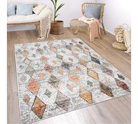 Paco Home Rug Living Room Boho Ethnic Moroccan Modern Short Pile Textured Colourful Beige, Size:120x170 cm, Colour:Grey