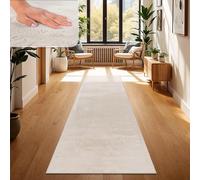 Paco Home Rug Living Room Faux Fur Soft Washable Modern Elegant Easy Care Fur Look Plain Silk Gloss Fluffy Short Pile, Size:80x150 cm, Colour:Cream