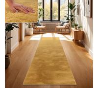 Paco Home Rug Living Room Faux Fur Soft Washable Modern Elegant Easy Care Fur Look Plain Silk Gloss Fluffy Short Pile, Size:60x90 cm, Colour:Yellow