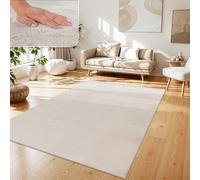 Paco Home Rug Living Room Faux Fur Soft Washable Modern Elegant Easy Care Fur Look Plain Silk Gloss Fluffy Short Pile, Size:160x220 cm, Colour:Cream