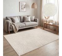 Paco Home Rug living room short pile, modern geometric abstract patterns, 3D effect, rainbow and checkered design, glossy luxurious tone-on-tone, Colour:Cream - Abstract, Size:200x280 cm