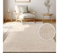 Paco Home Rug living room short pile, modern geometric abstract patterns, 3D effect, rainbow and checkered design, glossy luxurious tone-on-tone, Colour:Beige - Geometric, Size:160x220 cm
