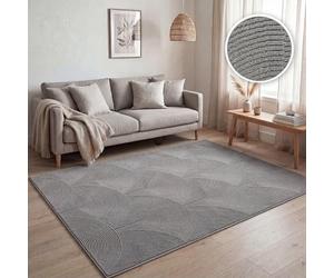 Paco Home Rug living room short pile, modern geometric abstract patterns, 3D effect, rainbow and checkered design, glossy luxurious tone-on-tone, Colour:Anthracite - Arch, Size:80x250 cm