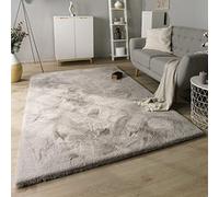 Paco Home Shaggy Large Rug High Pile Imitation Rabbit Fur Faux Fur Long Pile Fluffy, Size:Ø 200 cm round, Colour:Grey