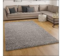 Paco Home Shaggy Rug High Pile Long Pile Modern Carpet Uni Grey, Size:70x140 cm
