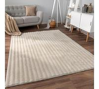 Paco Home Soft fluffy modern bubble living room rug high pile fur geometric design high-low effect, Size:80x150 cm, Colour:Cream