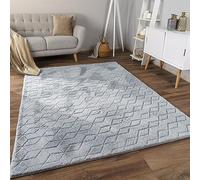 Paco Home Soft fluffy modern bubble living room rug high pile fur geometric design high-low effect, Size:120x160 cm, Colour:Grey 5