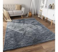 Paco Home Soft fluffy modern bubble living room rug high pile fur geometric design high-low effect, Size:120x160 cm, Colour:Anthracite 5