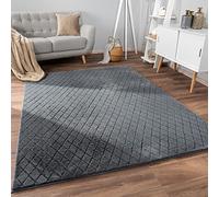 Paco Home Soft fluffy modern bubble living room rug high pile fur geometric design high-low effect, Size:200x280 cm, Colour:Anthracite 2